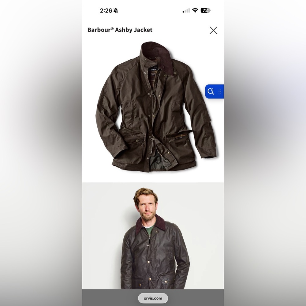 Barbour Ashby Jacket | color: Olive (Never Been Worn)